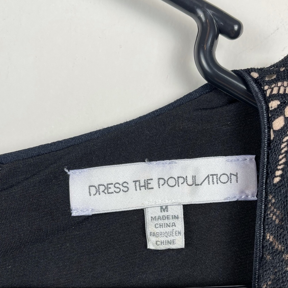 Dress The Population Black Lace Mesh Long Sleeve Dress Size M - Picture 6 of 9